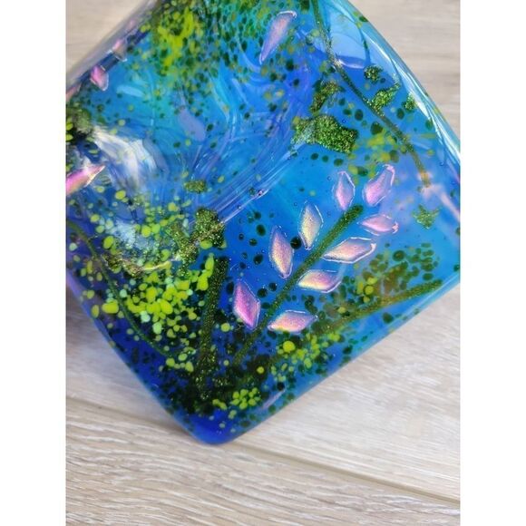 Laura Mendola BLUE GLASS SINGLE CANDLE HOLDER  made in Alaska - Picture 5 of 16